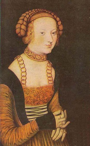 Lucas Cranach The Princesses Sibylla, Emilia and Sidonia of Saxony (Detail of portrait of Sidonia Sweden oil painting art